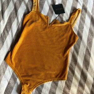 Le Lis Golden Ribbed Bodysuit